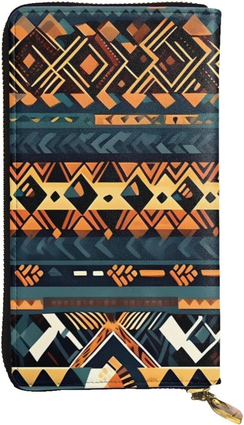 African Tribal Ethnic Texture Women's wallet, clutch wallet, with zipper, large capacity.