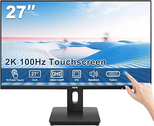 Monitor de pantalla táctil, monitor de pantalla táctil de 27 pulgadas QHD 2560 x 1440 100Hz, monitores de pantalla táctil con 10 puntos táctiles,