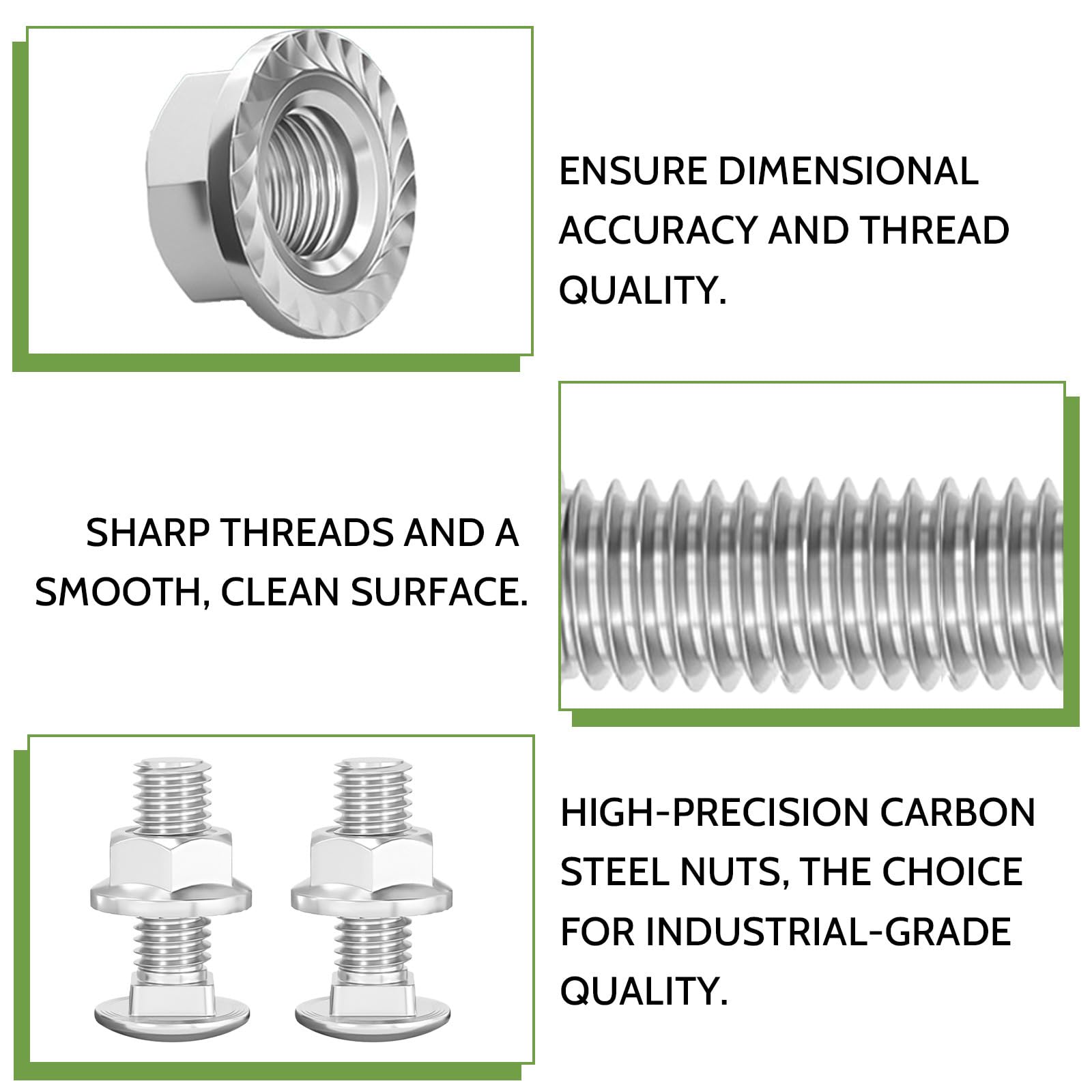 BACSHBY 20 pcs Coach Bolts,M5x30mm Cup Square Carriage Nuts and Bolts,Carbon Steel Coach Screws with Flange Hexagon Nuts - Image 3