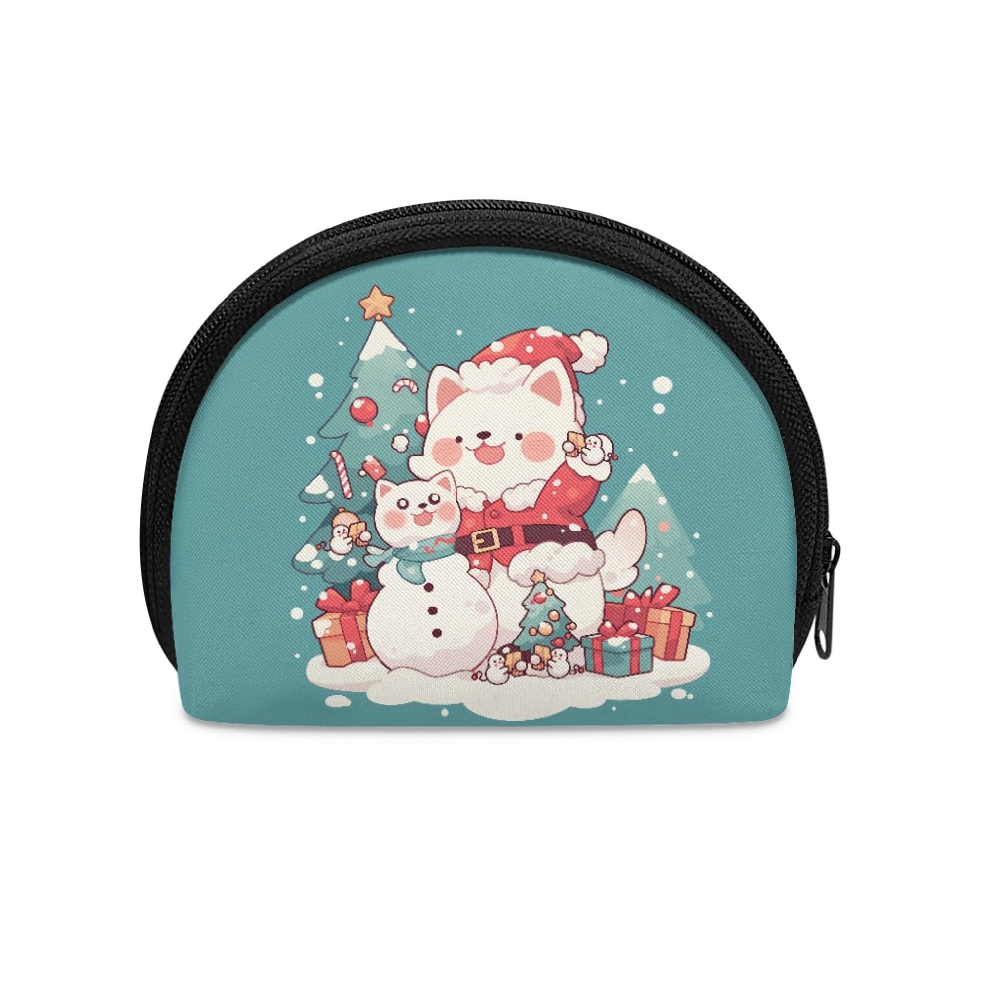 Zanxiantu Christmas Tree Gift Cat Coin Purse Organizer Pouches with Zipper Tiny Makeup Bag Coins Pouch for Girls Small Credit Card Handbag Organizer