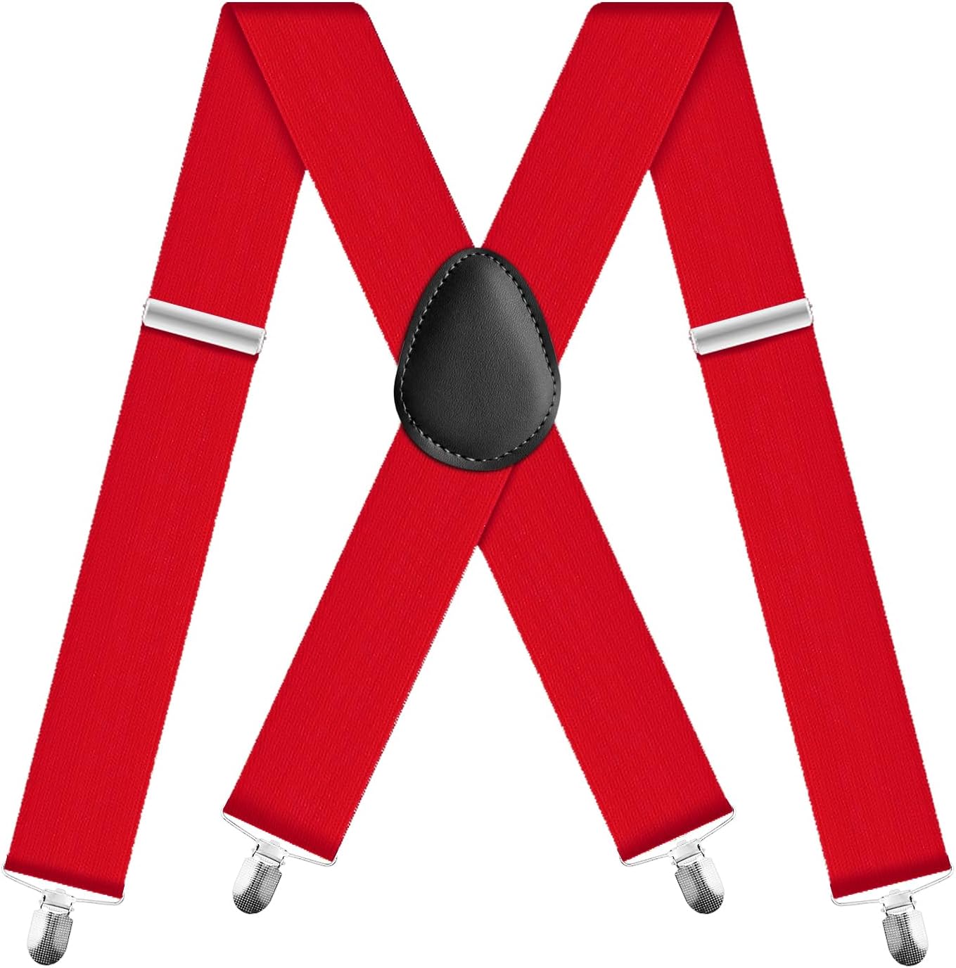 WOXVM Mens Suspenders 2 Inch Wide X-Back Braces with 4 Strong Metal Clips Adjustable Heavy Duty Suspenders for Men Women