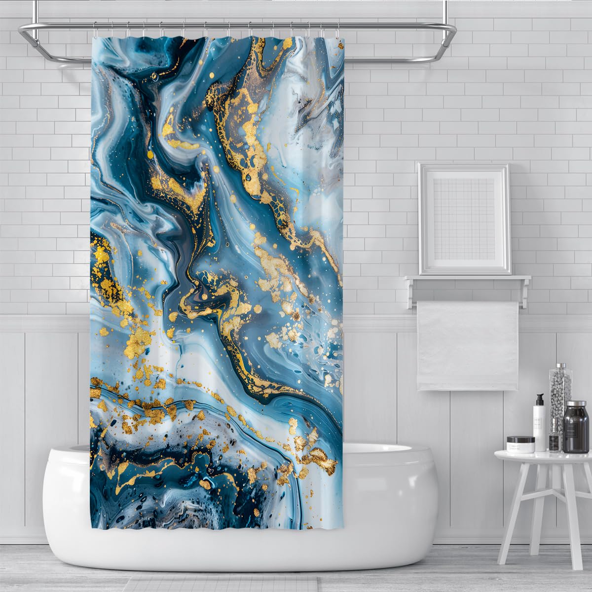 Rideau de douche salle de bain marbre abstrait moderne W240xL180 cm