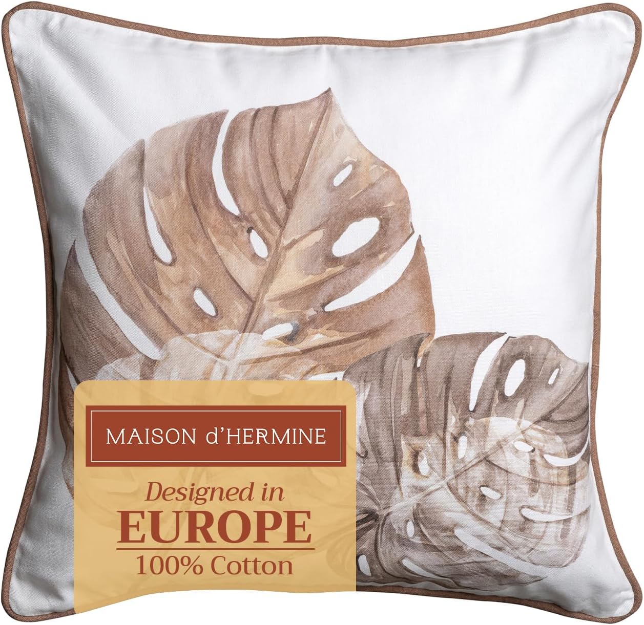 Maison d' Hermine Decorative Pillow Covers 20 x 20 inch Square 100% Cotton Throw Pillow Covers with Invisible Zipper for Living Room Couch Chair Sofas Gifts for Mothers Day - Nudes - Monstera Dusk