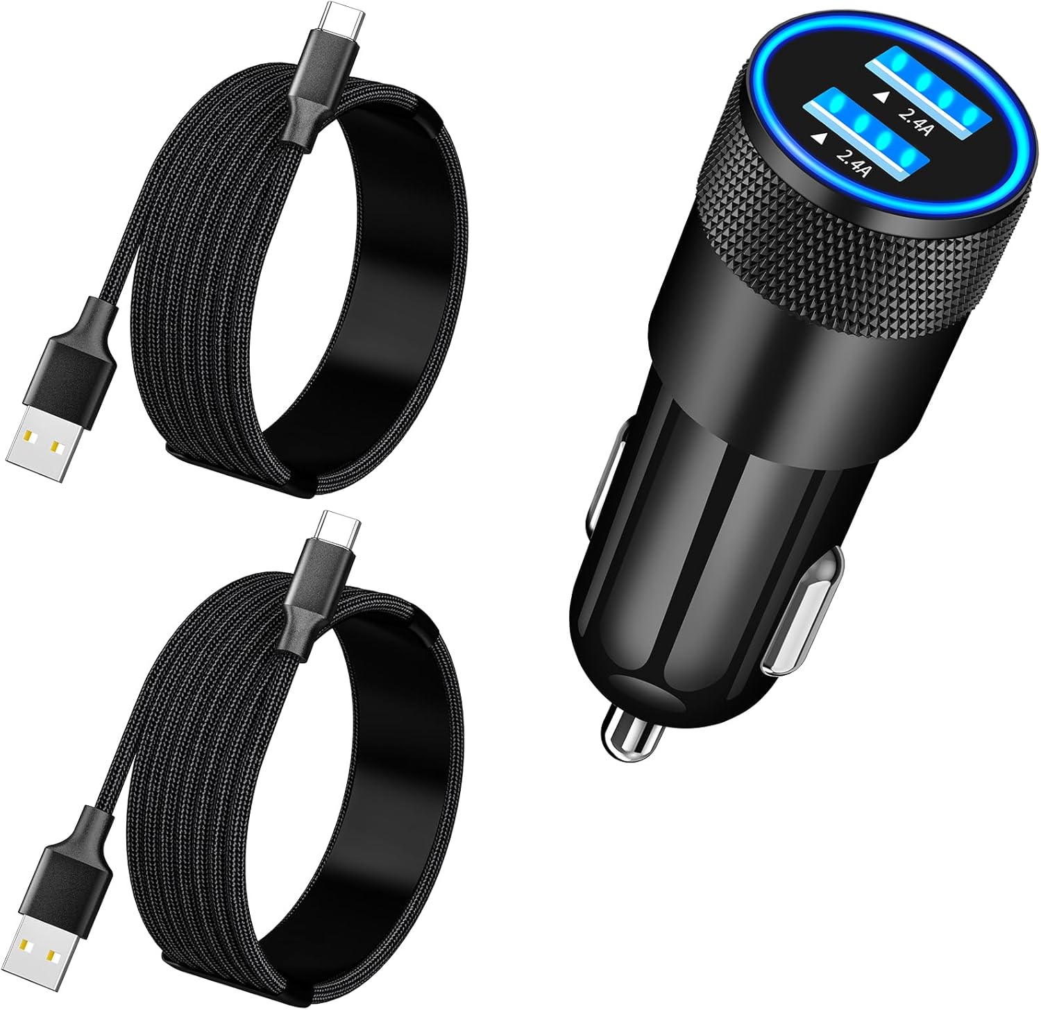 [Apple MFi Certified] iPhone 16 Fast Car Charger, Braveridge 4.8A USB Car Charger Adapter USB-C Fast Charging Cigarette Lighter + 2Pack Type-C Braided Cable for iPhone 16 Pro/16 Pro Max/15/15 Pro/iPad