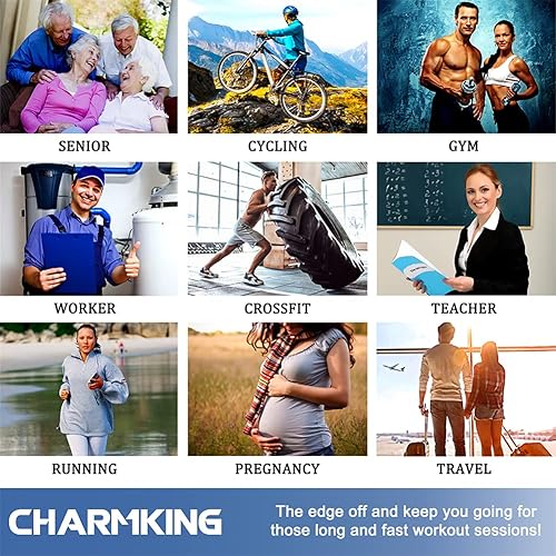 Miniatura 7 de CHARMKING - Calcetines de compresión para mujeres y hombres (8pares), 15-20mmHg, buen soporte para correr, atletismo, senderismo