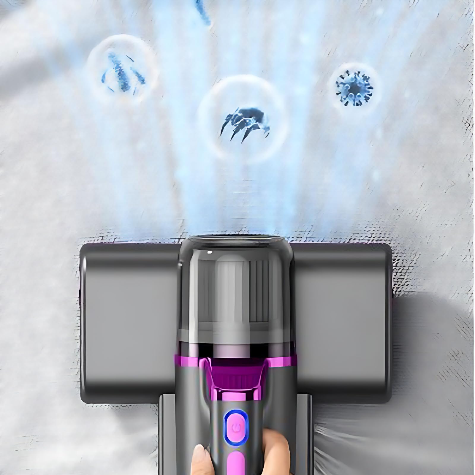 Aspirateur Anti Acariens,Aspirateur Matelas 14 kpa avec Lampes UV LED,Lumière UV-C à Haute Fréquence avec au Moins 8000,Élimine 99,9% des Allergènes, Spécial Allergies