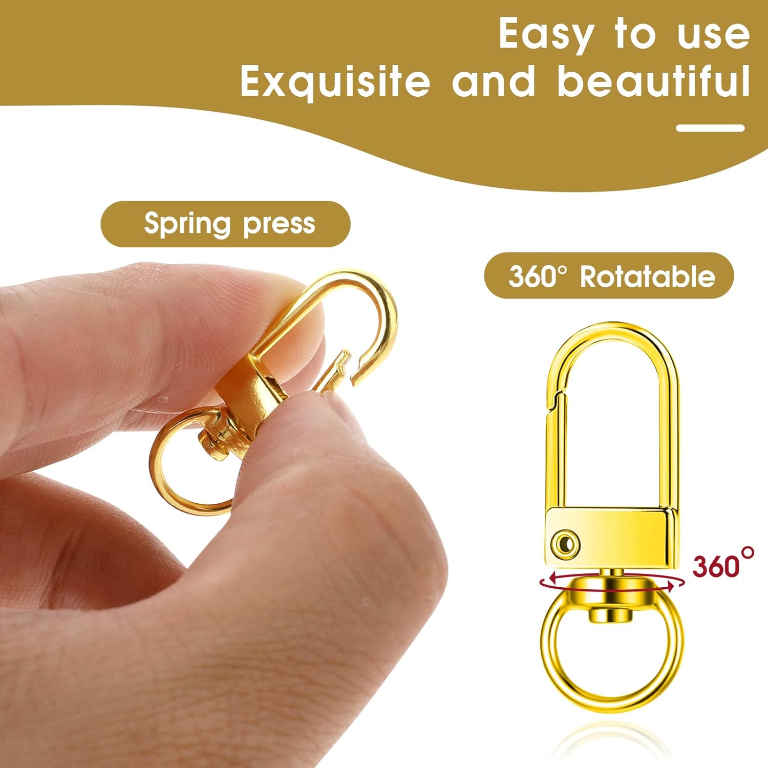 30PCS Metal Lobster Claw Clasps, Lanyard Swivel Snap Hooks with Key Rings, Heavy Duty Metal Keychain Clip, DIY Accessories for Bag Key Chains Connector Jewelry Making (Gold, Silver, Rose Gold) - Image 3