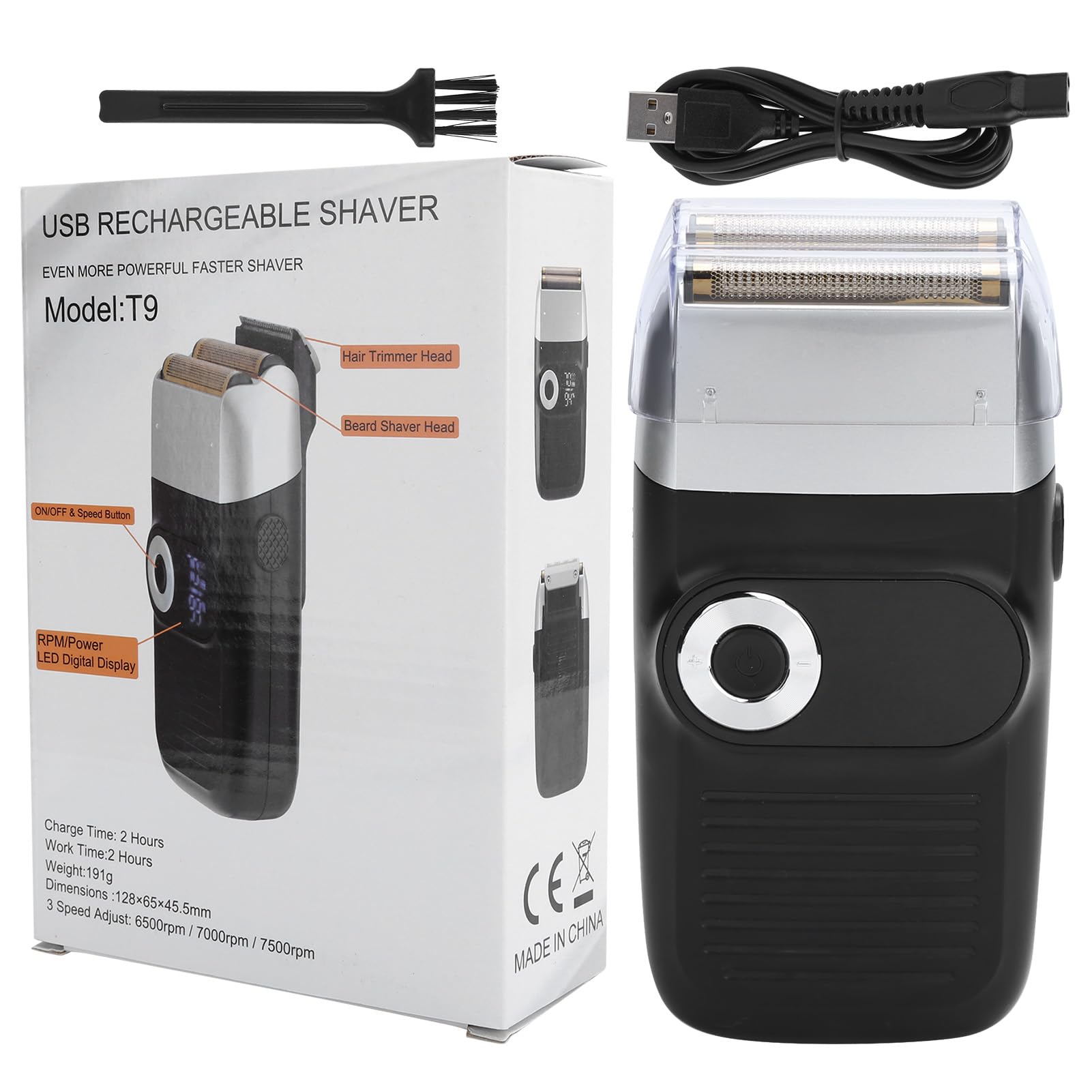 Regolabarba per, Rasoio Elettrico a Lamina Rasoio Ricaricabile per Testa Calva Ele Trimmer LCD Baffi Rasoio Uomini Uomini Elettrici Barba Testa Calva