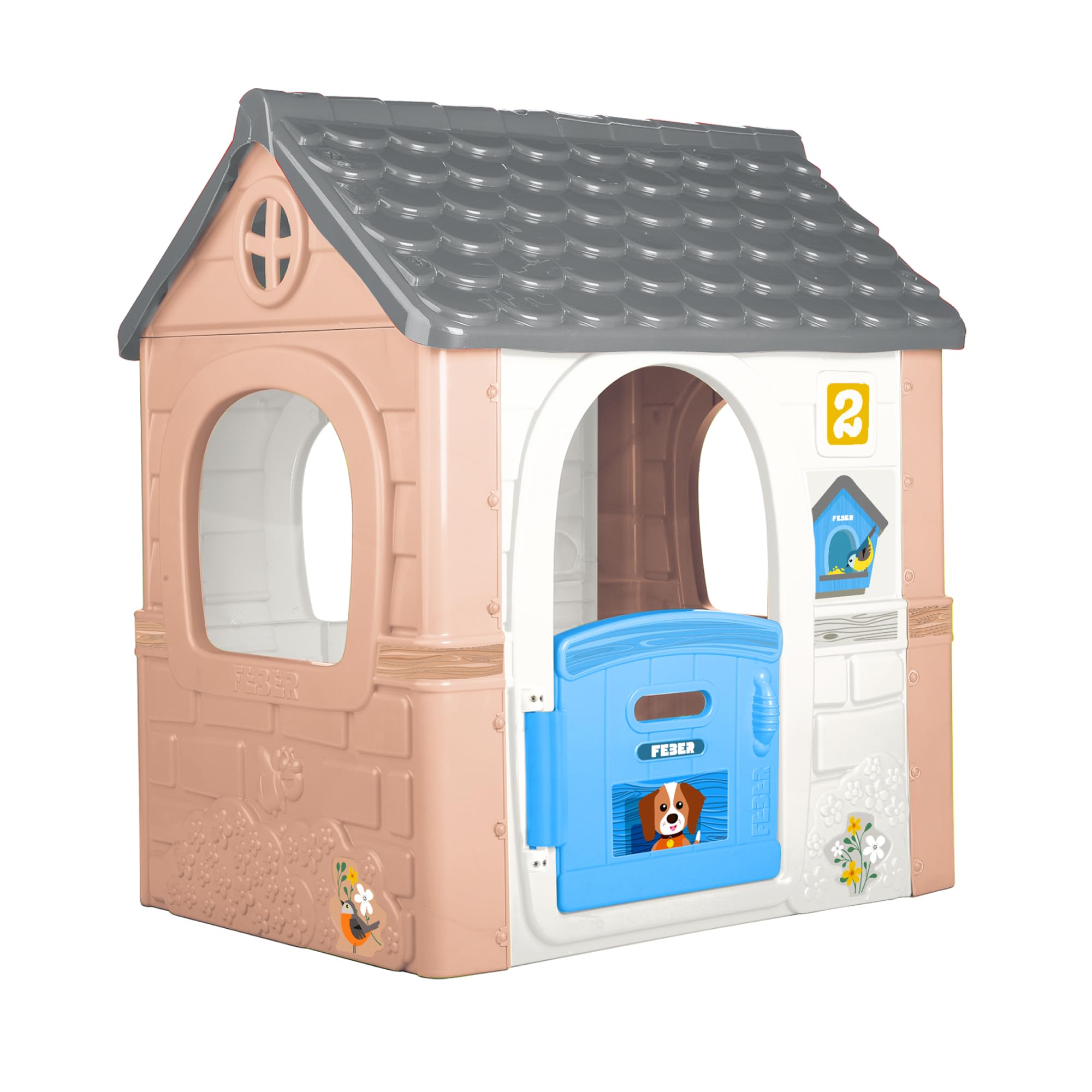 FEBER - Dream House, Casita Infantil con Puerta Abatible, Tiene Pegatinas para Decorar la Casita, Colores Resistentes a la Luz Solar, Montaje Fácil, A Partir de 2 años, Famosa (FEH30000)