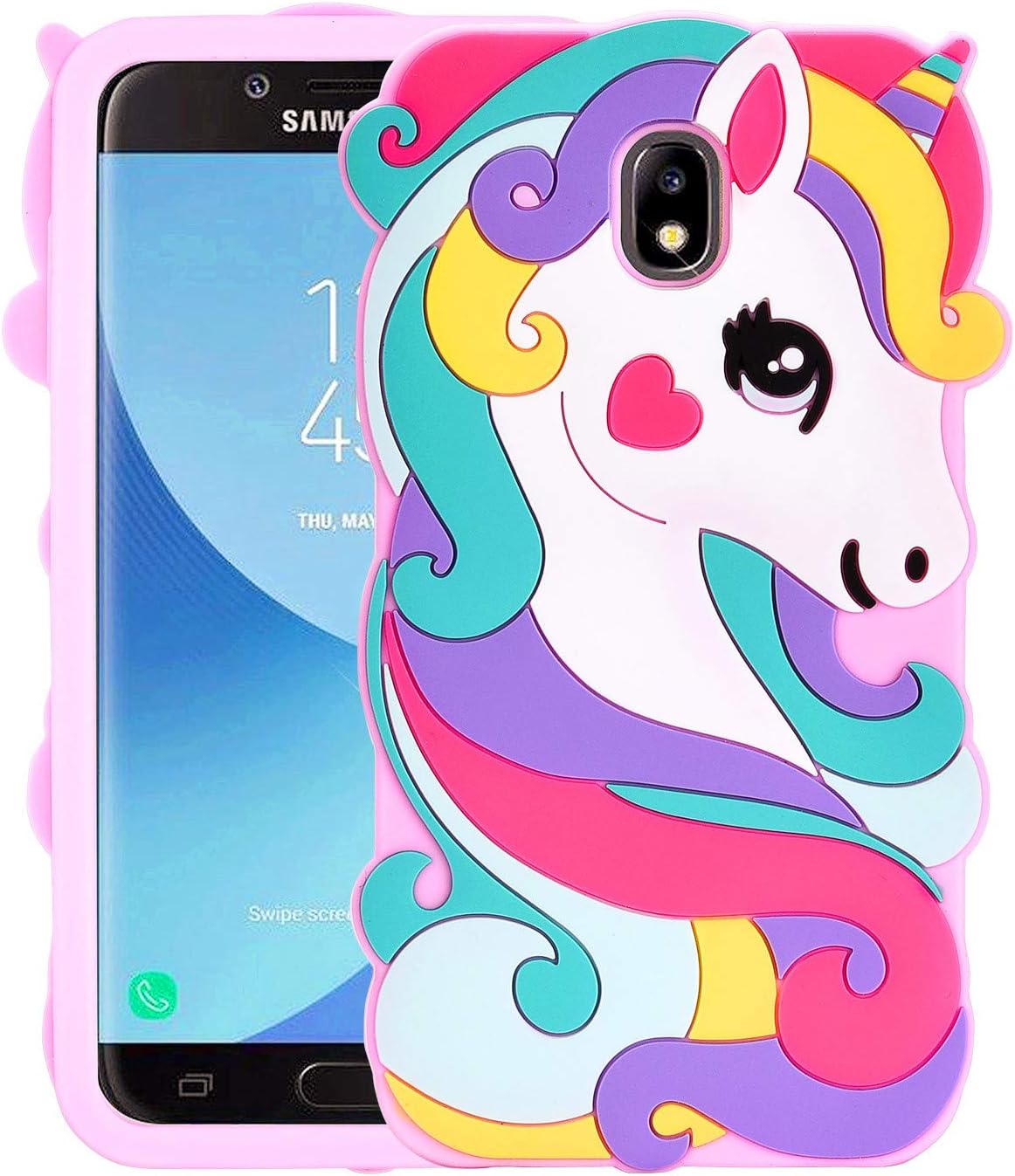 Allsky Case for Samsung Galaxy J7 2018/J7 Refine/J7 Star 2018/J7 Crown,Cartoon Soft Silicone Cute 3D Cool Cover,Kawaii Unique Kids Girls Teens Animal Character Cases for Galaxy J7 2018 Vivid Unicorn