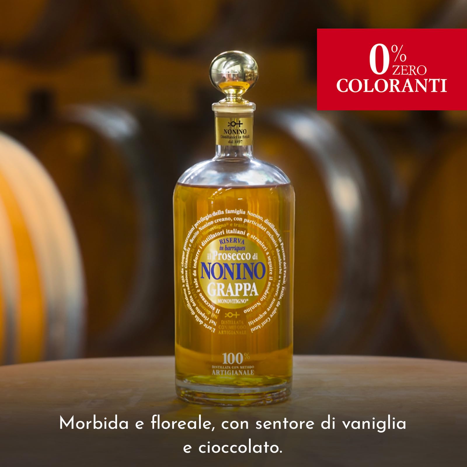 Nonino Grappa Il Prosecco Monovitigno im Barrique gereift 41% vol. con paquete regalo - 1 x 0.7 l
