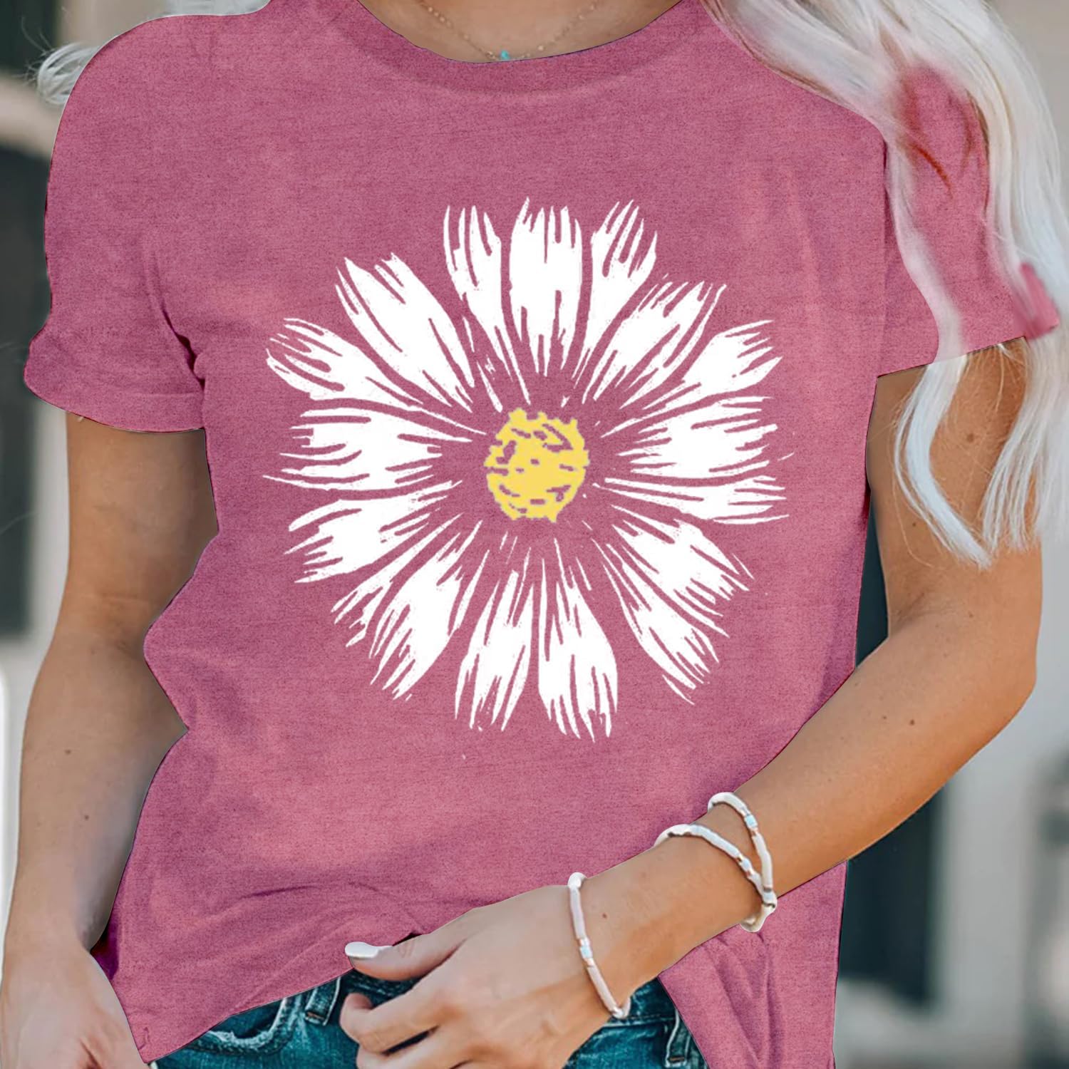 LBP Women's Daisy Shirt Wildflower Shirt Cute Flower Shirt Summer Casual Plant Shirt Floral T-Shirt - Image 4