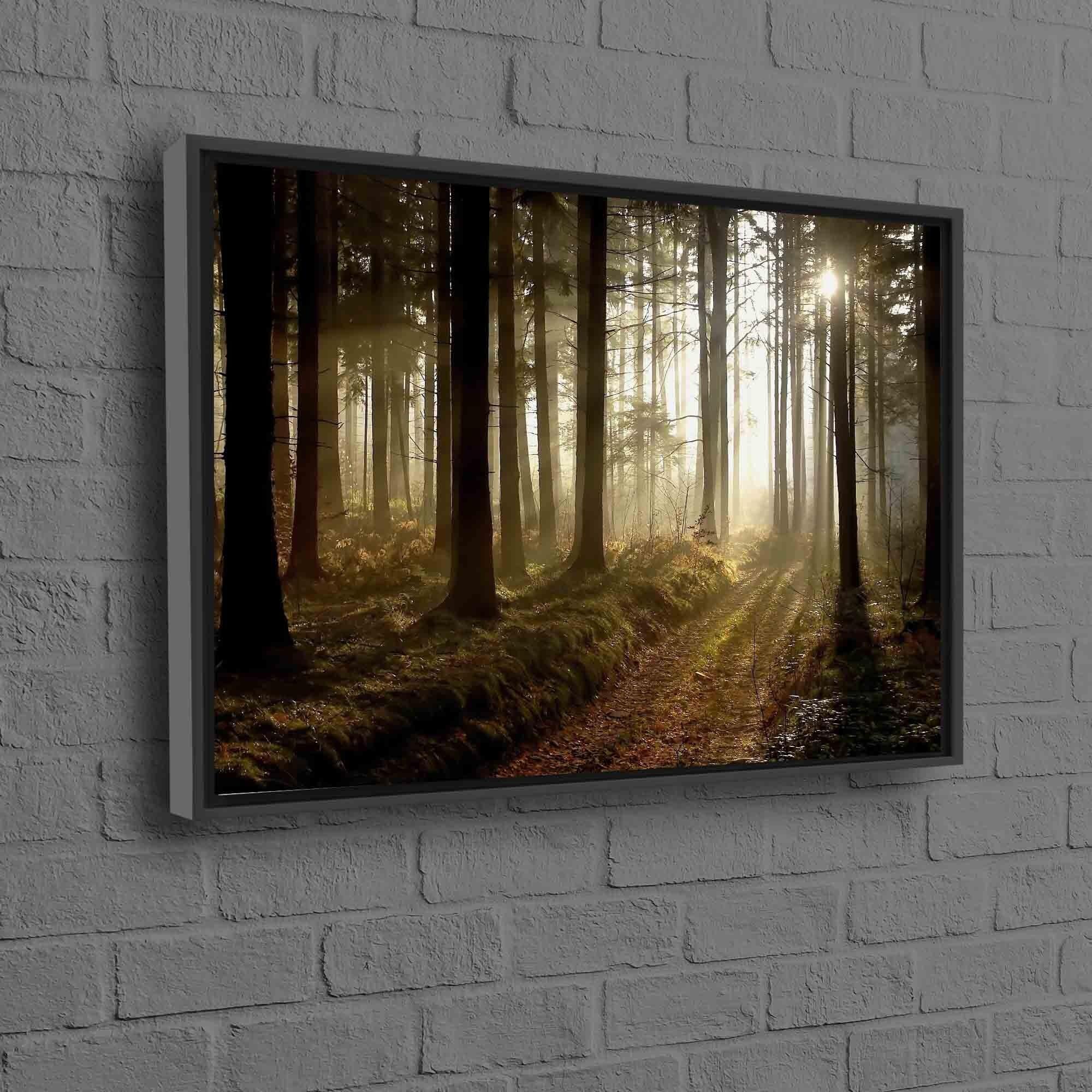 Chemin forestier au coucher du soleil tableau grand salon - 5