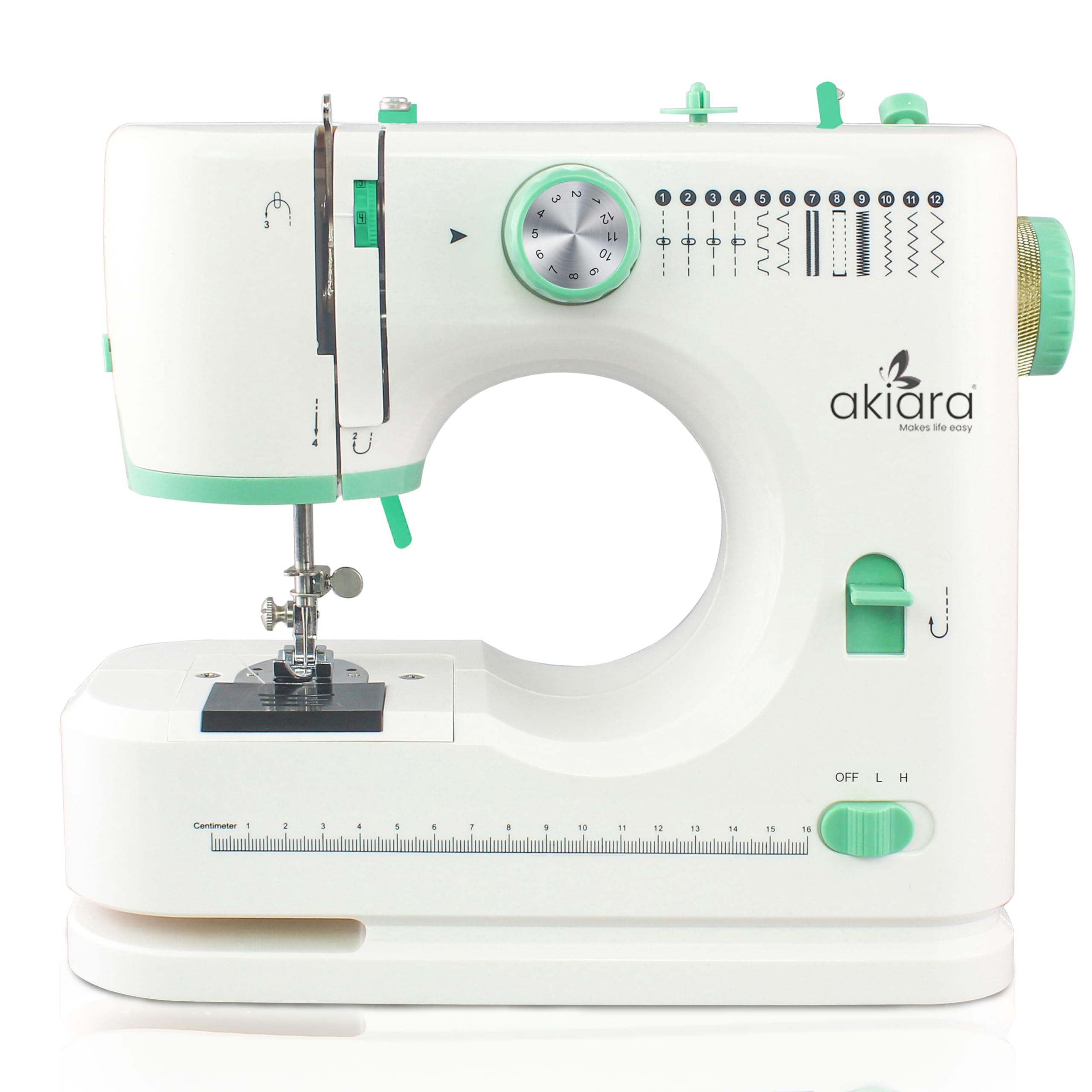 Akiara Sewing Machine Electric with 12 Stitch Patterns | Stitching Machine for Home Tailoring | Silai Machine for Home Use | Portable Mini Tailor Machine with Zig Zag & Pico Stitch