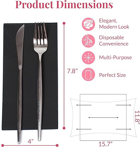 Vista 45 de Prestee 200 toallas de mano de papel desechables que se sienten como servilletas de lino, 2 capas, toallas de invitados, servilletas de papel