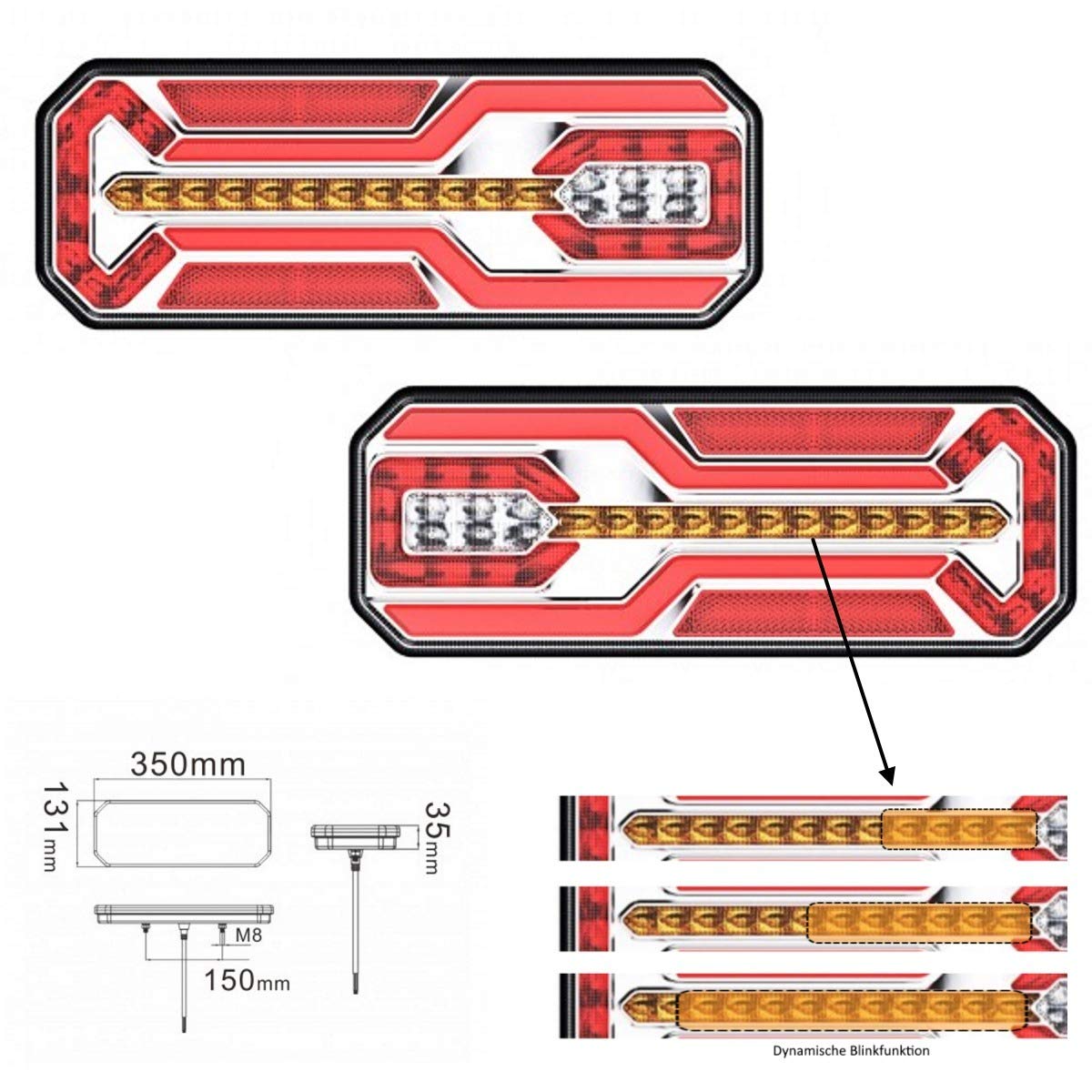 2 x lampa tylna LED 12 V 24 V zestaw do przyczepy, oświetlenie tylne, do samochodów osobowych