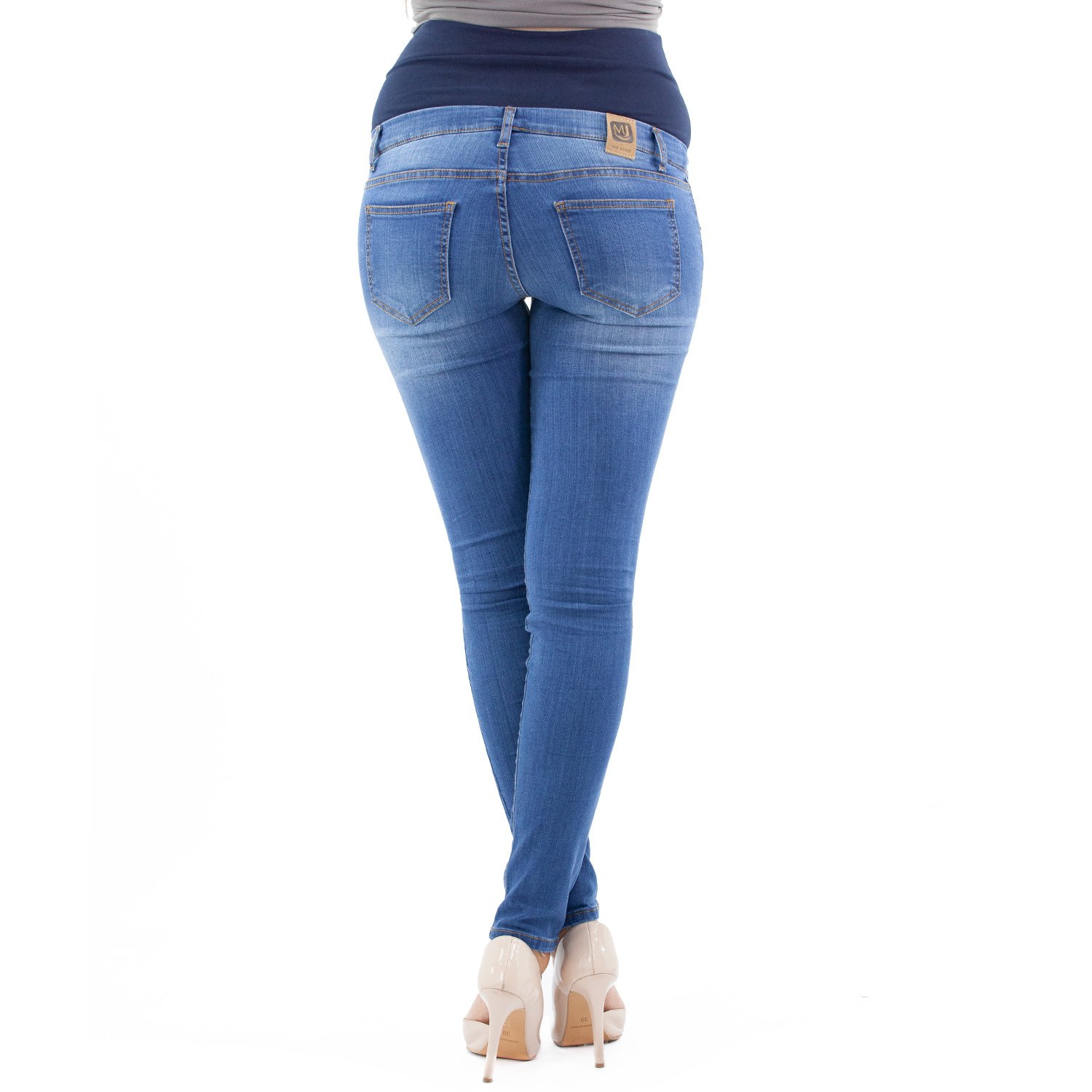 Milano - Jeans Premaman Donna Basic, Super Elasticizzato e Comodo, Pantaloni Skinny, Abbigliamento per Ogni Fase della Gravidanza