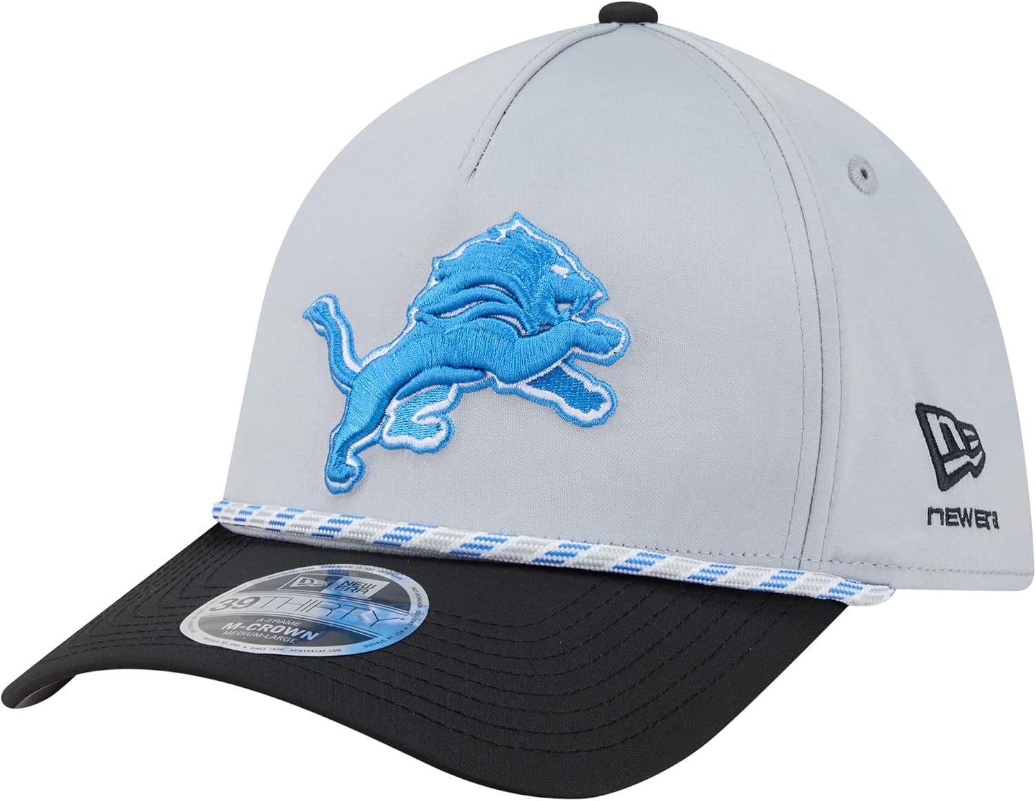 Men's Silver/Black Detroit Lions Rope M-Crown A-Frame