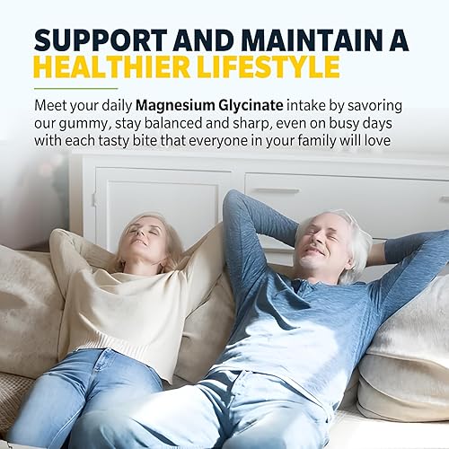 Miniatura 4 de Gomitas de glicinato de magnesio de 200 mg, suplementos de glicinato de magnesio de alta absorción para relajación, masticables de magnesio para