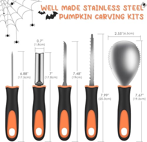 Miniatura 2 de KATUMO Herramienta de tallado de calabaza, kit de corte de calabaza resistente de 13 piezas con herramientas de escultura de detalles profesionales,