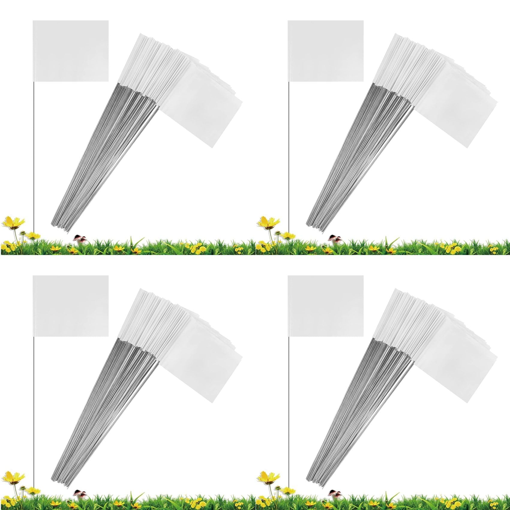 Jnchdghwa White 200Pack Marking Flags, Yard Flags 15X4x5inch, Marker Flags, Lawn Flags Markers, Irrigation Flags, Landscape Flags