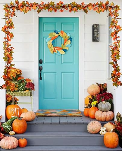 Miniatura 5 de Paquete de 2 guirnaldas de hojas de arce, 6.5 piespieza, guirnalda de vid para colgar, guirnalda artificial de follaje otoñal, decoración de Acción