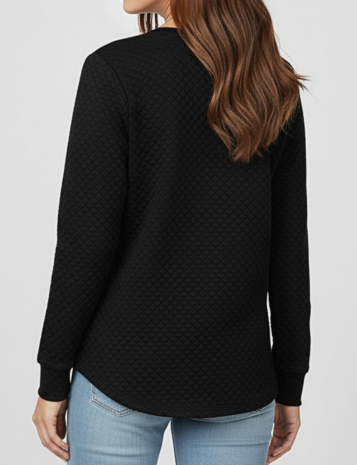 YOGINGO Tunic Sweatshirt for Women Waffle Long Sleeve Crewneck Winter Fall Tops, Cozy Fashion Curved Hem Outfits 2025 - Image 3