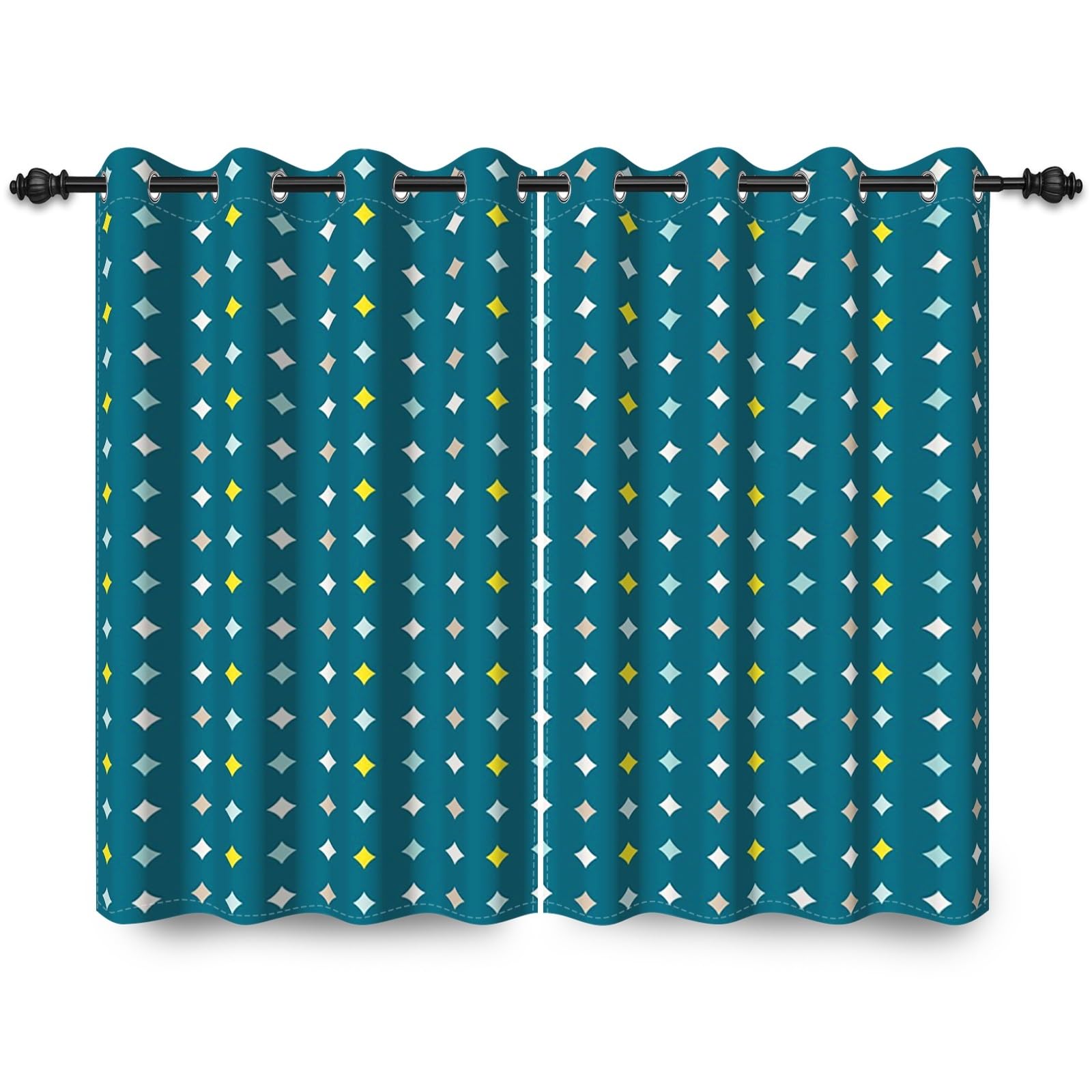 135x229cm Tenda con occhielli Colorato Diamante Astratto Stelle brillanti geometrica Termica Divisori per ambienti Oscurante Tende per finestre per Camera da letto Soggiorno,2 pannello