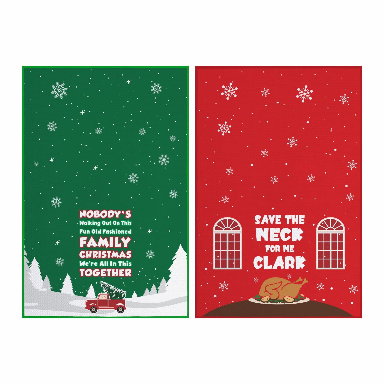 Christmas Vacation Gift, 2 Pack Funny Christmas Kitchen Towels, Griswold Family Cousin Eddie Christmas Vacation Merchandise, Cute Christmas Home Decorations, Novelty Xmas White Elephant Gifts