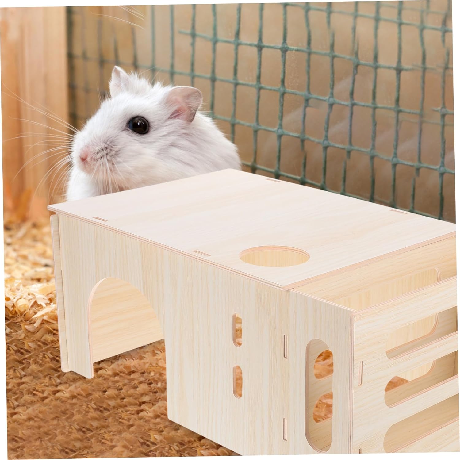 Kisangel Wooden Small Pet Hideout, Nest Box for Rabbit Hamster Chinchilla, Easy Clean Animal House