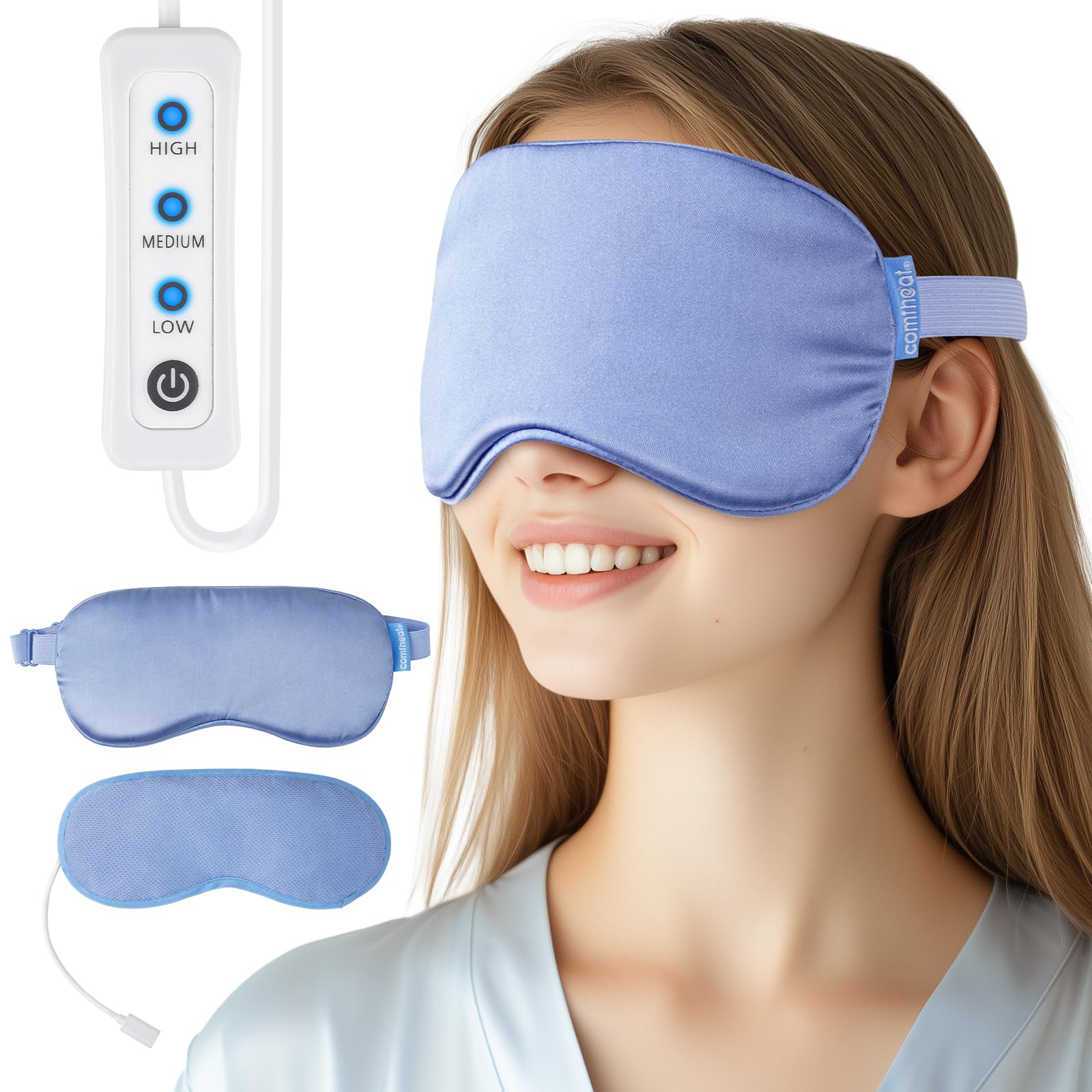 Heated Eye Mask for Dry Eyes, USB Heated Warm Eye Compress for Stye Treatment, Blepharitis...
