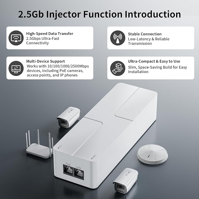 Inyector PoE++ 2.5G 90W IEEE 802.3bt/af/at miniatura 4
