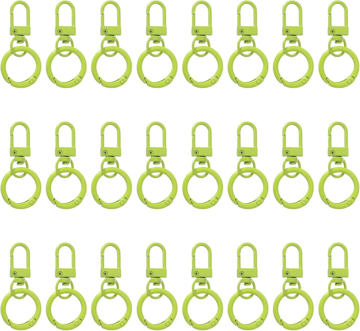 PATIKIL 24 Pcs Lobster Claw Clasp, Colorful Metal Keychain Clasp Swivel Hooks with Spring Key Rings Trigger Clips for Bag Door Key Chains DIY Craft Jewelry Making, Light Green