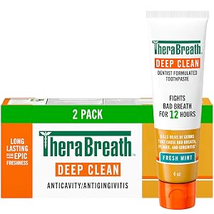 TheraBreath Deep Clean Toothpaste Kills 99 9 of Germs That Cause Bad Breath Gingivitis Plaque 1 Gentle Teeth