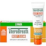TheraBreath Deep Clean Toothpaste, Kills 99.9% of Germs That Cause Bad Breath, Gingivitis & Plaque (1), Gentle Teeth Whitening with Fluoride for Anticavity Protection, Fresh Mint, 4 Oz, 2-Pack