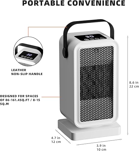Miniatura 6 de Calentador de espacio pequeño para uso en interiores, calentador de escritorio portátil con calor instantáneo de 2 segundos, calefacción de cerámica