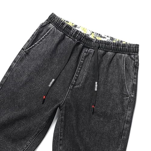 Huisn Mens Slacks Plus Size 5Xl 6Xl 7Xl Men's Casual Jeans Streetwear Harem Pants Elastic Drawstring Trousers Male Black Blue (Color : Blue Grey, Size : Small) #TOP2