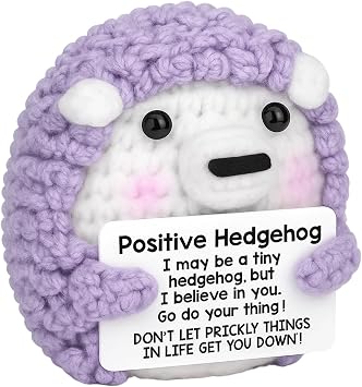 Emotional Support Hedgehog Gifts, Handmade Crochet Animal for Women, Positive Gifts for Emotional Support, Cute Hedgehog Emotional Support Gift, Unique Home and Office Decor