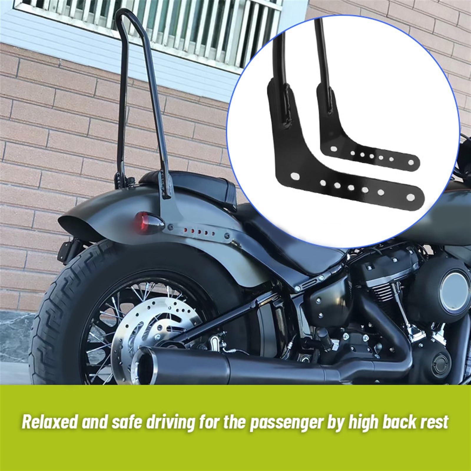 Moto Nero Sissy Bar Passeggero Schienale Pad per H&Arley Softail Low Rider Fat Boy Street Bob Breakout 2018-2020 2019