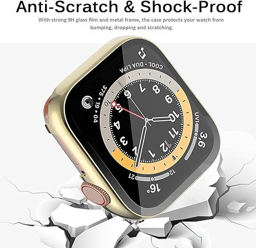Miniatura 4 de Miimall Funda metálica compatible con Apple Watch de 1.496 pulgadas, protector de pantalla de vidrio templado, sensible al tacto, antiarañazos, a