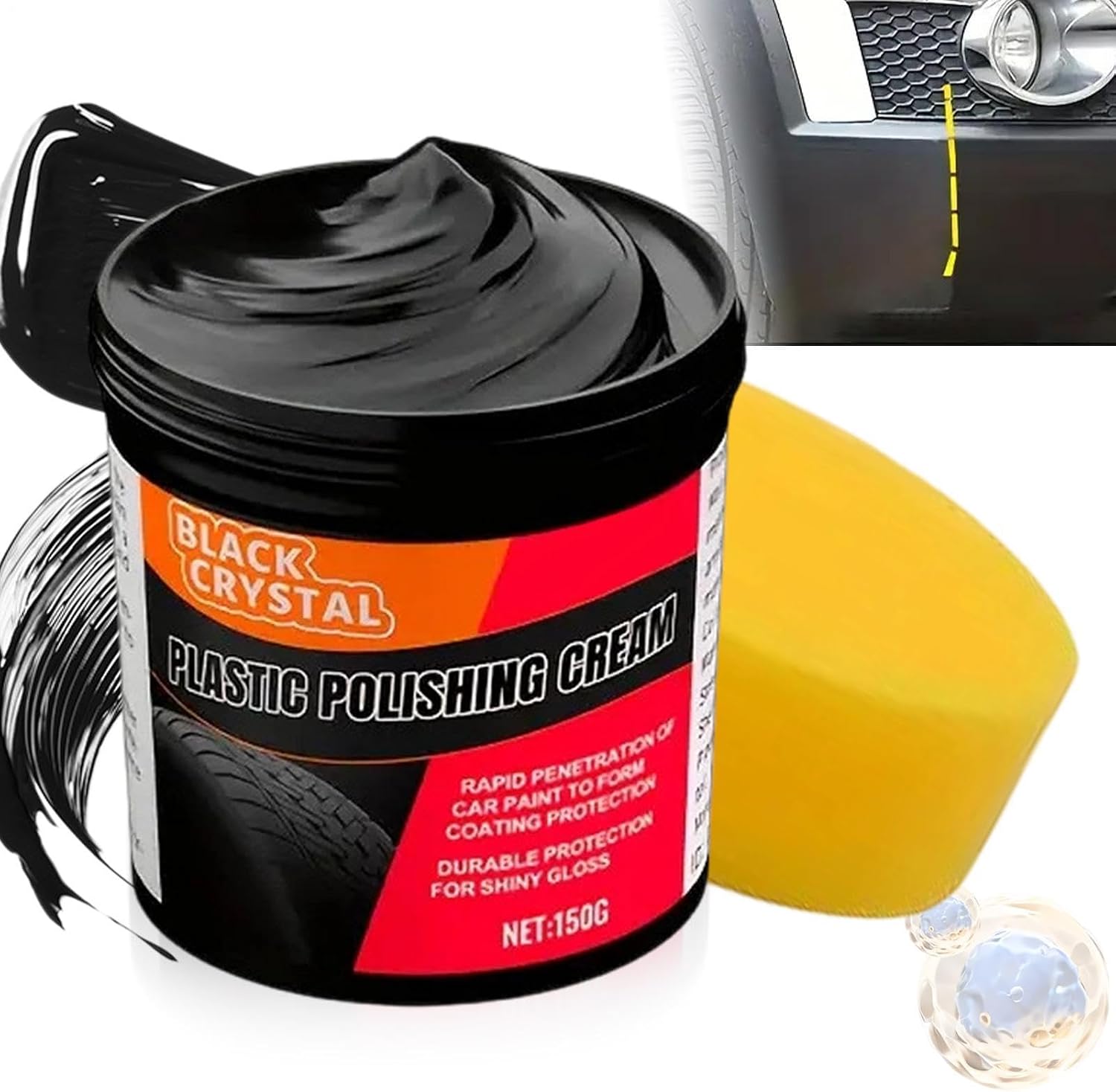 Black Trim Restorer | 150g Rubber Repair Paste - Trim Restorer | for Bumpers Rubber Truck Vehicles Tire Detailing Repair Restoration Headlight Wheel