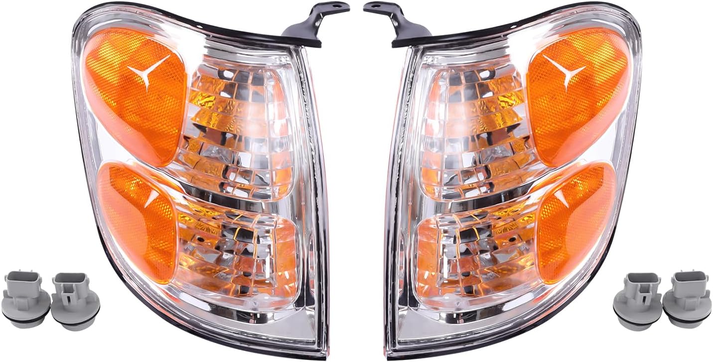 Front Turn Signal Light Replacement Set for 2001-2004 Toyota Sequoia & 2004 Toyota Tundra Double Cab (To Aug 2004), Driver & Passenger Side, Halogen, OEM 81520-0C020 81510-0C020
