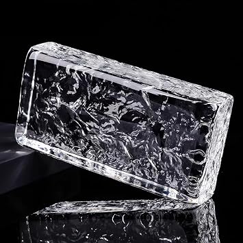 Transparent Solid Glass Bricks, Sound Insulation Thermal Insulation Glass Blocks, Office Decorative Partition Wall, Solid Double-Sided Crystal Bricks7.9"x3.9"x2", Clear- D