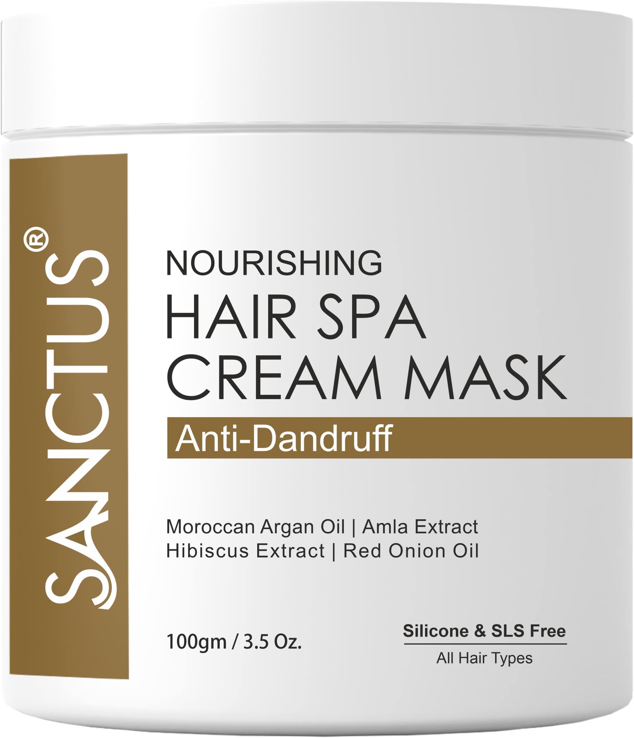 Hair Spa Cream MASK - Organic Hair Conditioner - Nourishes Scalp & Controls Dandruff With Red Onion Oil, Moroccan Argan Oil, Amla & Hibiscus Ext. - 100gm