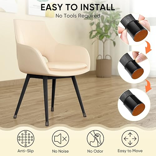 Miniatura 6 de BALEINE Paquete de 16 protectores de silicona para patas de silla, tapas protectoras de patas de taburete, tapas antideslizantes para patas de silla