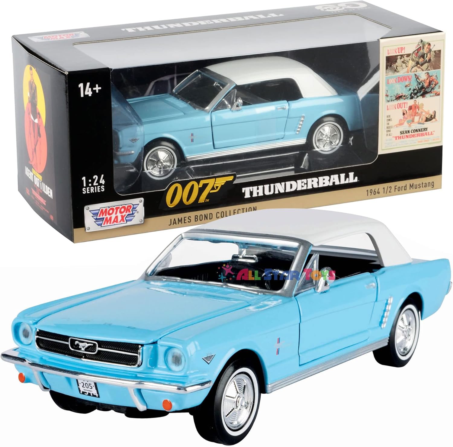 James Bond 1964 1/2 Ford Mustang 1/24 DIECAST Model CAR THUNDERBALL Edition by MOTORMAX 79855