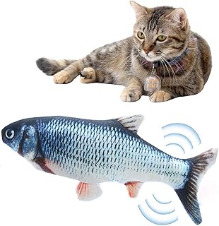 Tempaky Simulação de carregamento USB elétrico Brinquedo de gato de peixe Engraçado Animais de estimação interativos Gatos Catnip Toys para Cat Kitty Kitten-Perfeito para morder mastigar chutar