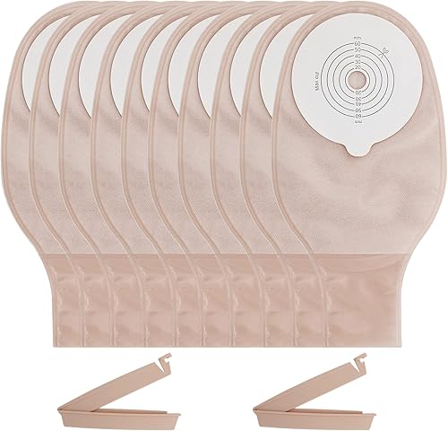 Bolsa de ostomía de 25 piezas con cierre de abrazadera, suministros de colostomía, bolsas drenables de una pieza para el cuidado del estoma de