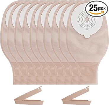 25pcs Ostomy Bag with Clamp Closure, colostomy Supplies, One Piece Drainable Pouches for Ileostomy Stoma Care...