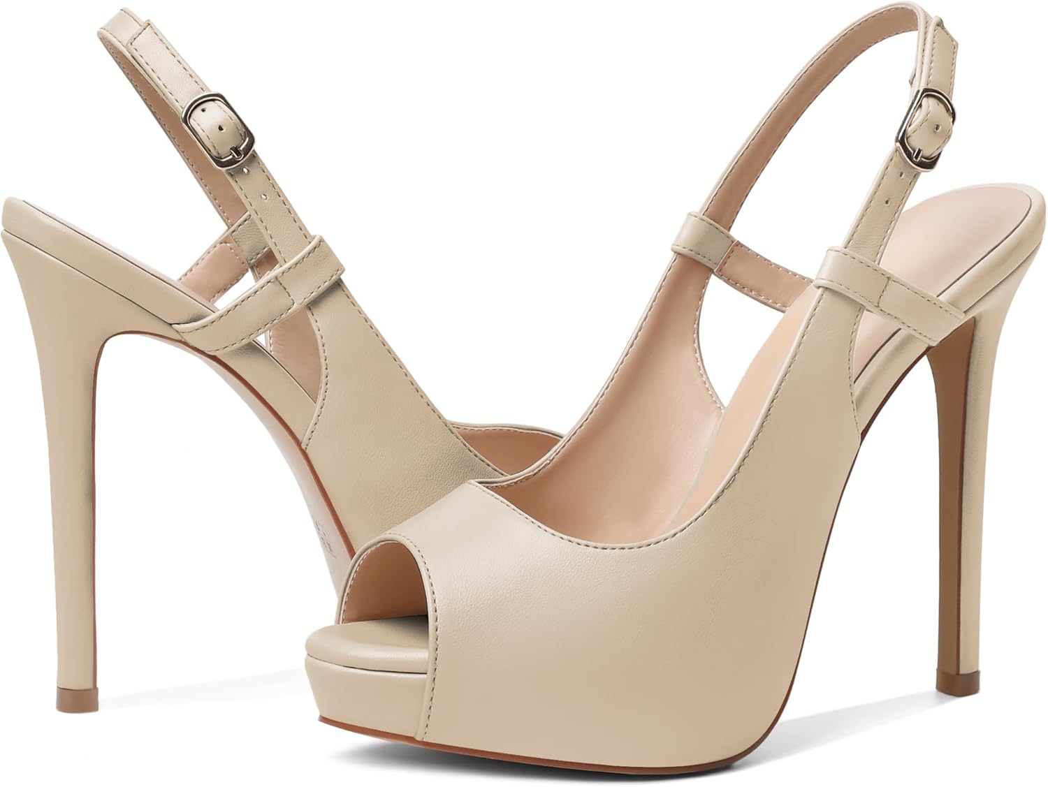 Joseywade Women's Peep Toe High Heels Slingback Pumps Platform Stiletto Heel 5 Inches Party Wedding Dress Shoes - Image 7